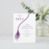 パープルモダンタッセル卒業パーティーのはがき ポストカード (スタンド正面)