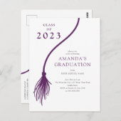 パープルモダンタッセル卒業パーティーのはがき ポストカード (正面/裏面)