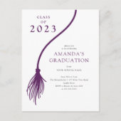 パープルモダンタッセル卒業パーティーのはがき ポストカード (正面)