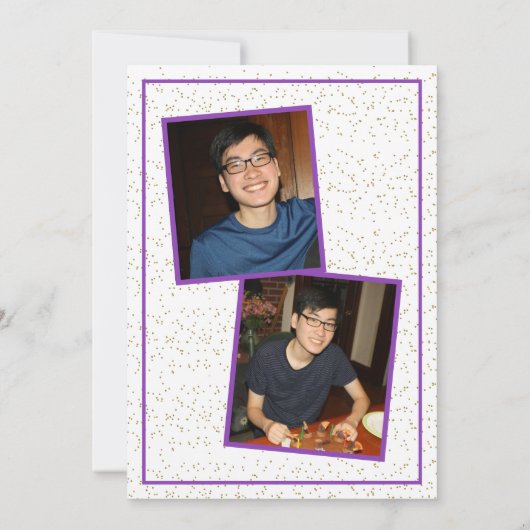 パープルモダンツーフォト卒業パーティー 招待状 (裏面)
