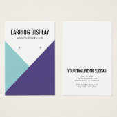パープルモダンティール(緑がかった色)カラーブロックロゴイヤリングディスプレイ (正面&裏面)