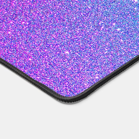 パープルモダンティール（緑がかった色）ブルーグリッターグラデーションパーソナライズされた デスクマット (コーナー)