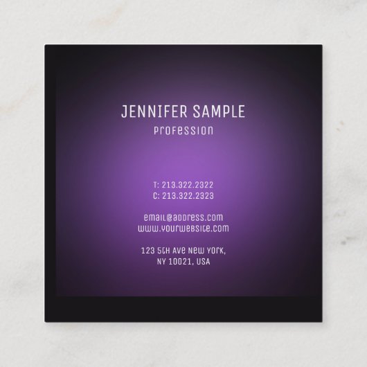 パープルモダンテンプレートミニマモダンリスト スクエア名刺 (裏面)