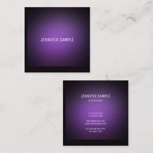 パープルモダンテンプレートミニマモダンリスト スクエア名刺 (正面/裏面)