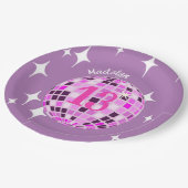 パープルモダンディスコ鏡ボール13誕生日 ペーパープレート (アングル)