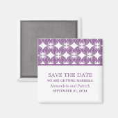 パープルモダンデコ日付磁石を保存 マグネット (正面/裏面)