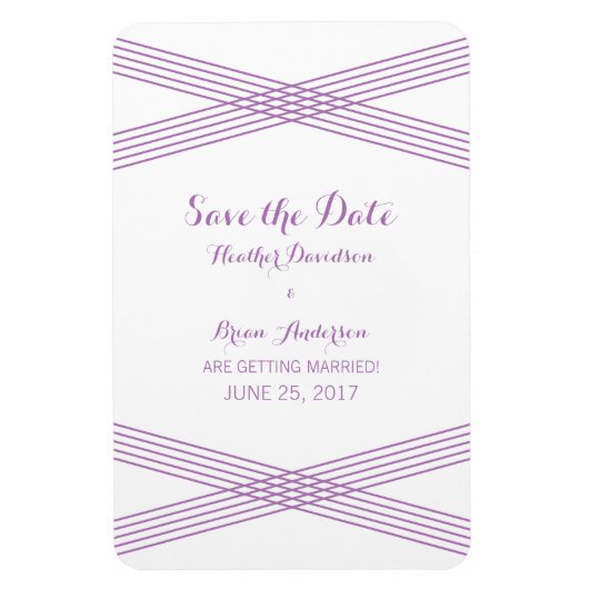 パープルモダンデコ日付磁石を保存 マグネット (縦)