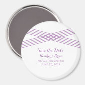 パープルモダンデコ日付磁石を保存 マグネット (正面/裏面)