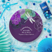 パープルモダンドラゴンフライフローラ紙プレート ペーパープレート (パーティー)