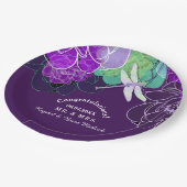パープルモダンドラゴンフライフローラ紙プレート ペーパープレート (アングル)