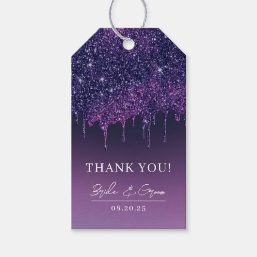 パープルモダンドリップス結婚式の引き出物ありがとう ギフトタグ (正面)