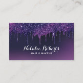 パープルモダンドリップ美容師美しいサロン 名刺 (正面)