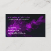 パープルモダンネオン&スモークタトゥーアーティスト 名刺 (裏面)