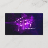 パープルモダンネオン&スモークタトゥーアーティスト 名刺 (正面)