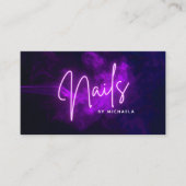 パープルモダンネオン&スモークネイリスト 名刺 (正面)