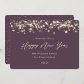 パープルモダンハッピーニューイヤーカード シーズンカード (正面/裏面)