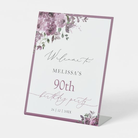 パープルモダンバラエイジ誕生日へようこそ 台座サイン (正面)