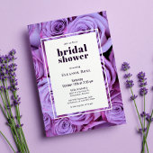 パープルモダンバラフォトフレームブライダルシャワー 招待状