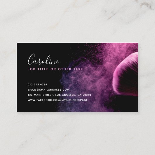 パープルモダンパウダー&ブラシメイクアップアーティスト 名刺 (裏面)