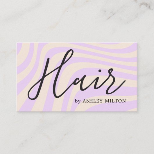 パープルモダンパステル抽象芸術ラインはっきりしたヘア 名刺 (正面)