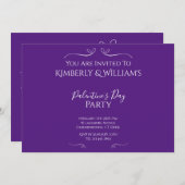 パープルモダンパレンティーンズデイパーティの招待状 招待状 (正面/裏面)