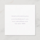 パープルモダンパームリーフプリント スクエア名刺 (裏面)