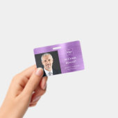 パープルモダンビジネスフォトID バッジ (手持ち)