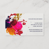 パープルモダンピンクレッド金ゴールド爪、 ネイルポーランド(ばちゃばちゃ)跳ねる 名刺 (裏面)