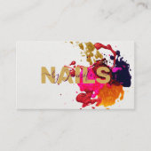 パープルモダンピンクレッド金ゴールド爪、 ネイルポーランド(ばちゃばちゃ)跳ねる 名刺 (正面)