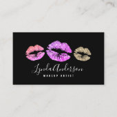 パープルモダンピンク金ゴールドグリッターメイクアップアーティストbusi 名刺 (正面)