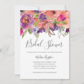 パープルモダンピーチブロッサムブライダルシャワー招待状 招待状 (正面)