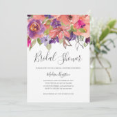 パープルモダンピーチブロッサムブライダルシャワー招待状 招待状 (スタンド正面)