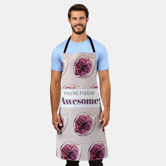 パープルモダンフィグパターン&あなたはフィギン素晴らし エプロン (着用した状態)
