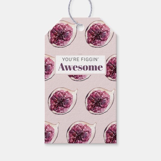パープルモダンフィグパターン&あなたはフィギン素晴らし ギフトタグ (正面)