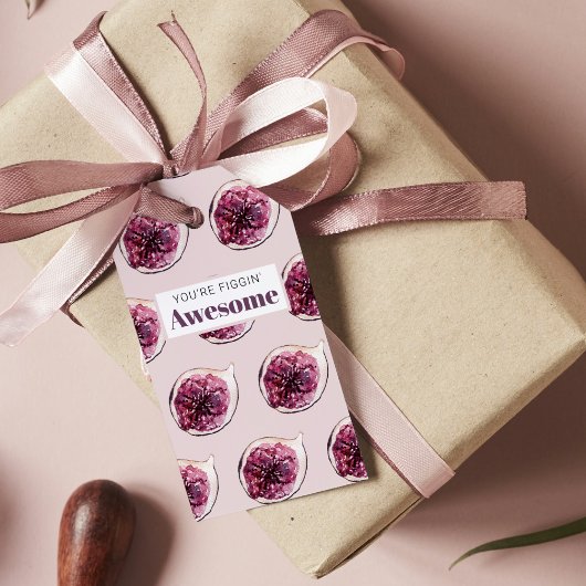 パープルモダンフィグパターン&あなたはフィギン素晴らし ギフトタグ