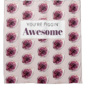 パープルモダンフィグパターン&あなたはフィギン素晴らし シャワーカーテン (正面)