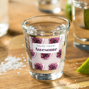パープルモダンフィグパターン&あなたはフィギン素晴らし ショットグラス