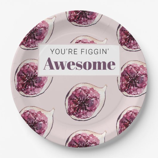 パープルモダンフィグパターン&あなたはフィギン素晴らし ペーパープレート (正面)