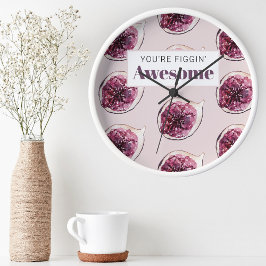 パープルモダンフィグパターン&あなたはフィギン素晴らし ラウンド壁時計