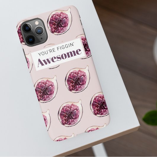 パープルモダンフィグパターン&あなたはフィギン素晴らし iPhoneケース