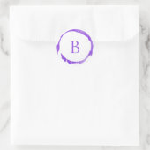 パープルモダンフォイルグリッタースパークルモノグラム ラウンドシール (バッグ)