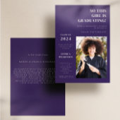 パープルモダンフォトカレッジ卒業パーティー 招待状