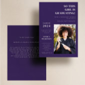 パープルモダンフォトカレッジ卒業パーティー 招待状