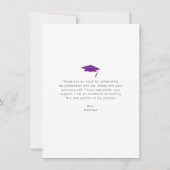 パープルモダンフォト卒業はっきりしたタイポグラフィ サンキューカード (裏面)