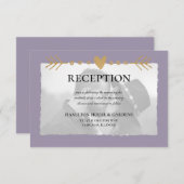 パープルモダンフォト金ゴールドハート披露宴 エンクロージャーカード (正面/裏面)