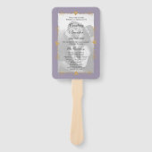 パープルモダンフォト金ゴールドハート結婚式 プログラム ハンドファン (正面)