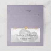 パープルモダンフォト金ゴールド結婚ハート プレイスカード (外部開封)