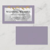 パープルモダンフォト金ゴールド葉ズのWeb結婚サイト エンクロージャーカード (正面/裏面)