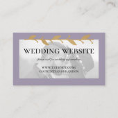 パープルモダンフォト金ゴールド葉ズのWeb結婚サイト エンクロージャーカード (正面)