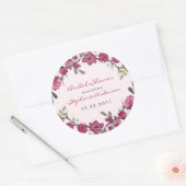 パープルモダンフラワーズ&タイポグラフィブライダルシャワー ラウンドシール (封筒)